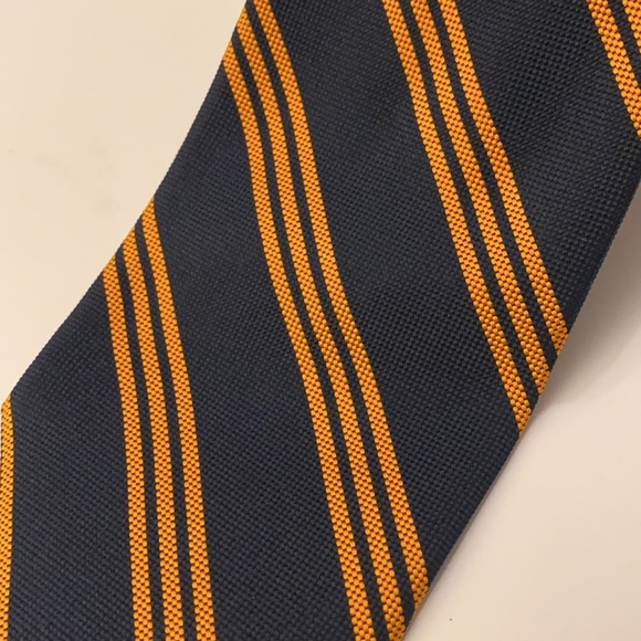 Breuer Silk Orange Blue Stripe Tie Handmade - Picture 2 of 4